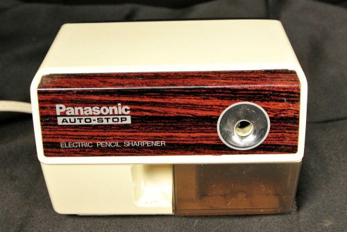 VTG Panosonic Auto Stop Electric Wood Grain Desk Pencil Sharpener Retro MId Cent