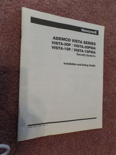 Ademco Vista-20P,15P Installation and Setup Guide