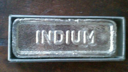 Indium 99.99%  pure metal 10oz. Bar -stamped,Original box, Excellent Value!