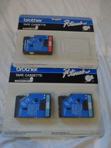 BROTHER P-Touch LABEL TAPE Lot of 3 Casettes TC-21 Blue/White / TC-22 Red/White