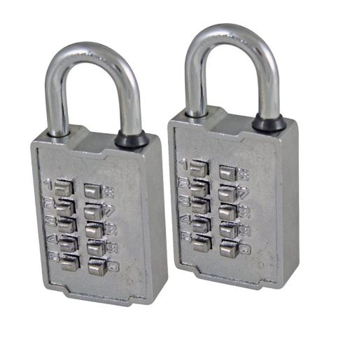 2/pk Same Combination Push Button Combination Padlock 5 Digit Locking Number,