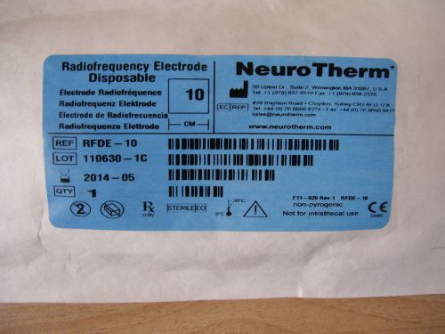 ! Neuro Therm  Disposable  Radiofrequency Electrode Ref RFDE-10 Lot of 2 each