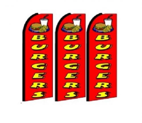 Burgers  King Size Polyester Swooper Flag Banner  Pk of 3