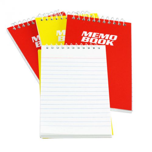 4-Pack 3 X 5&#034; Memo Pad Books Top Spiral Bound Narrow Lined 60 Sheet