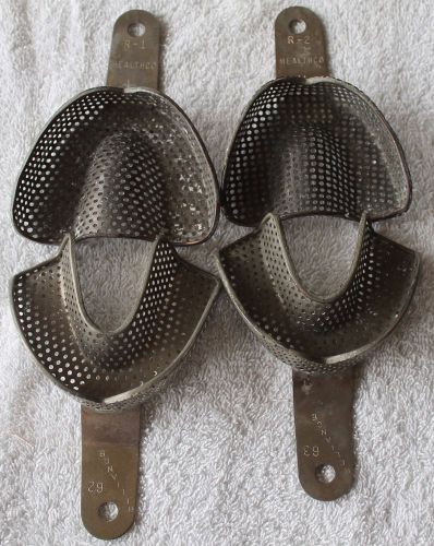Dental metal impression trays, perforated, healthco and reliance, 4 trays! (l-5) for sale