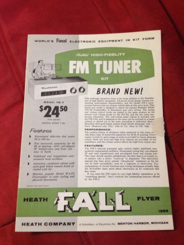 VINTAGE HEATH COMPANY FALL FLYER 1955 HEATHKIT HIGH FIDELITY FM TUNER KIT FLYER