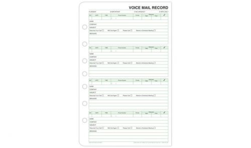 Day-Timer Voice Mail Record Sheets Desk Size Item #90532