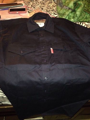 Benchmark Men&#039;s Flame Resistant Button Front Shirt, Lightweight, HRC 1, Navy, M