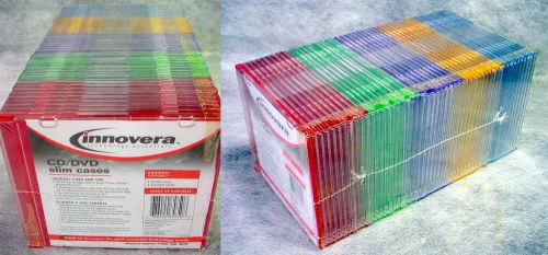 New SEALED Innovera CD/DVD Slim Case 50 Pack 85850 Jewel COLOR Thin DISC Storage