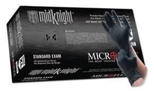 1000 Microflex Midknight Black Nitrile Gloves MK-296M
