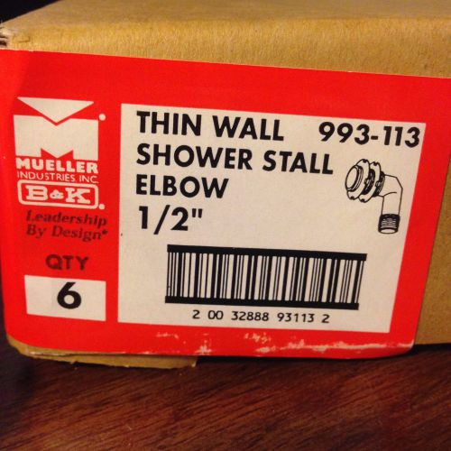 Mueller 1/2&#034; thin wall shower stall brass elbow 993-113 set of 6 for sale