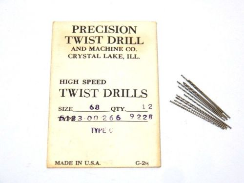 12 PTD Precision Twist Drill #68 (.0310) Wire Gauge Drill Bits..........(C-1-1)