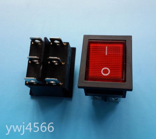 50pcs Rocker Switch with red light  6 pin on/off 16A/250V