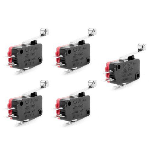 5 Pcs Black 16A/250VAC 4A/250VAC 3 Terminals Miniature Micro Switch New
