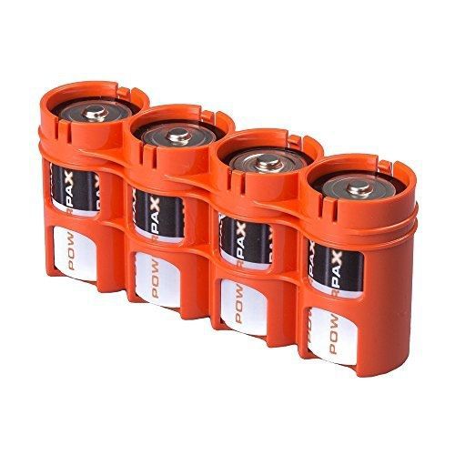 Storacell Powerpax D Battery Caddy, Orange,4-Pack