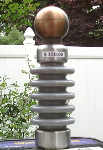 Ceramic Insulator Gray w/ 2&#034; solid Copper Ball Tungsten Segment Tesla Coil HV