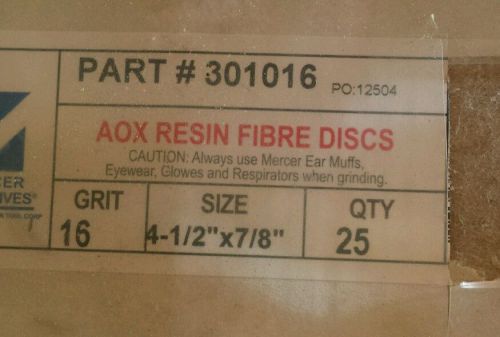 25 Pack Resin Fiber  Disc 4 1/2 x 7/8 16 Grit