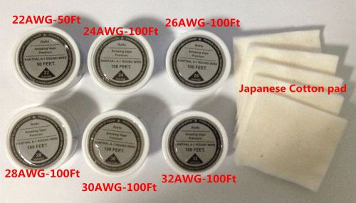 550 Feet Mixed 22,24,26,28,30,32Gauge AWG kanthal a1 reisistance wire+cotton pad
