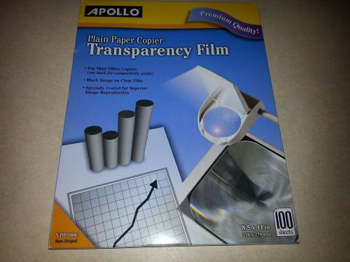 Apollo c/o Acco World Plain Paper Copier Transparency Film, Letter, 100/Box