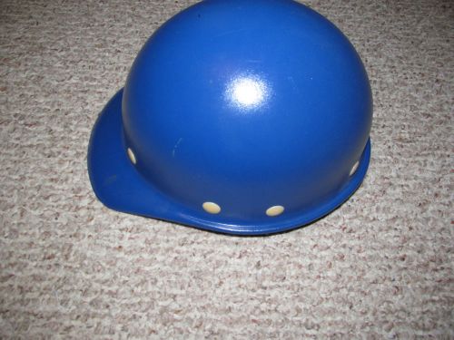Vintage blue fibre-metal construction ironworker&#039;s helmet hard hat with liner for sale