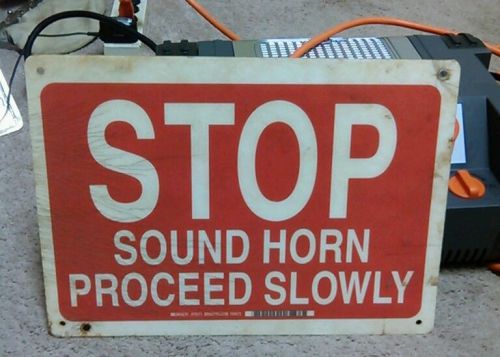 Vintage fiberglass stop sound horn sign! 14&#034; x 10&#034;
