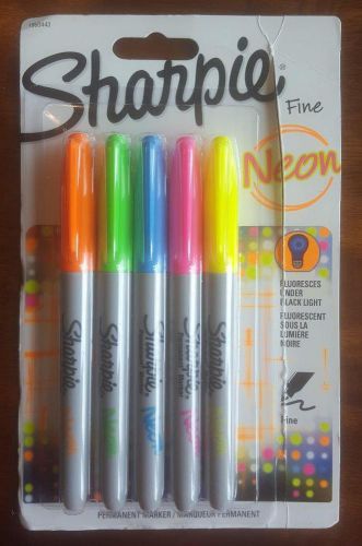 5 Pack Sharpie Neon Fine Point Permanent Markers #1870821 Flourescent Ink