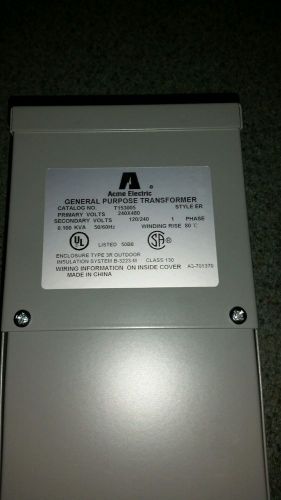 ACME ELECTRIC T253010S Transformer, 1 Phase, 1kVA, 120/240V Out