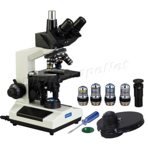 OMAX 40X-2000X Phase Contrast Trinocular LED Compound Microscope + Turret Disk