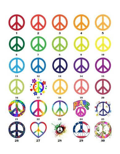 30 Square Stickers Envelope Seals Favor Tags Peace Signs Buy 3 get 1 free (p1)