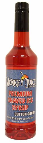 Cotton Candy Snow Cone Syrup - Made with PURE CANE SUGAR - Monkey Juice Brand