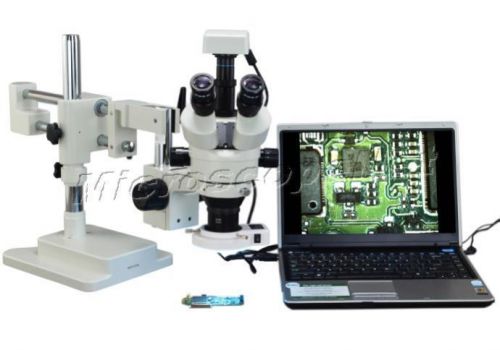 90x dual-bar zoom stereo 54 led trinocular boom stand microscope+3mp usb camera for sale