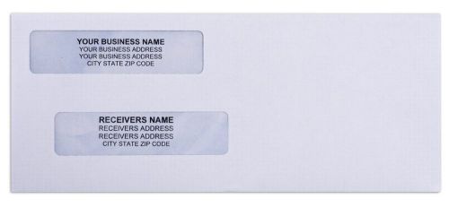 Laser Check Size Double-Window Security-Tint Gummed Envelopes, 500/Box