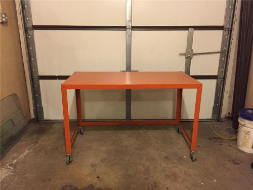 Orange table: workbench – display table – work table -orange for sale