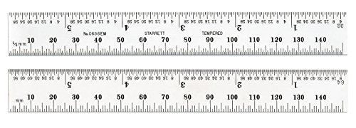 Starrett C636EM-6 Spring Tempered Steel Rule With Inch And Millimeter 6&#034; Length,