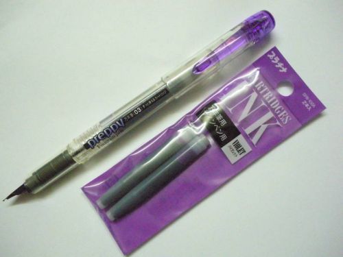 (1 Pen +2 Cartridges) Platinum Preppy 0.3mm Fine nib Fountain Pen, Violet