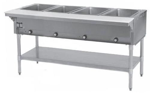 EAGLE GROUP 4-WELL STATIONARY ELECTRIC HOT FOOD TABLE &amp; GALVANIZED SHELF - DHT4-