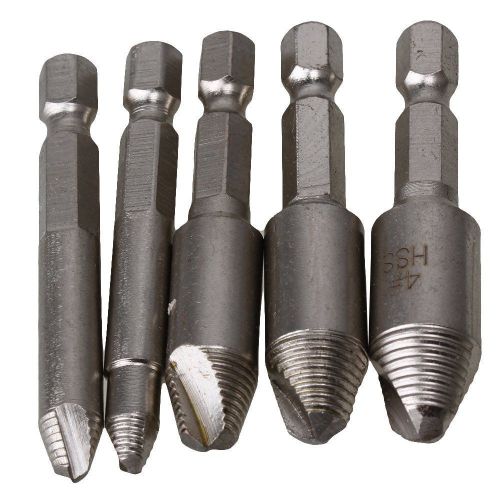 5pcs 1/4&#034; Hex Shank Metric Screw Remover Extractor Industria for Electric Drills