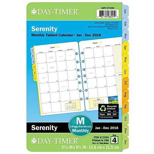 Day-Timer Monthly Refill 2016, 12 Months, Loose-Leaf, Desk Size, 5.5 x 8.5