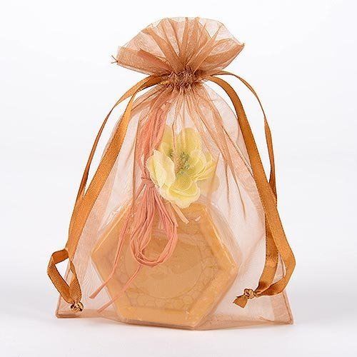 Organza Drawstring Gift Bag 8 x 12 inches 8&#034;x12&#034; Quantity of 10, Old Gold