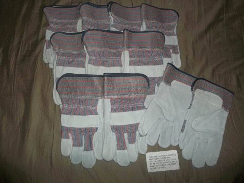 10 Leather Palm Work Gloves Xlarge Size Safety !