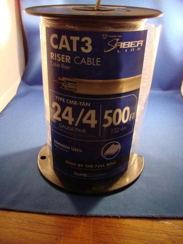 Saber Link Cat3 Riser Cable Type CMR-Tan 24/4 500 Foot Roll BRAND NEW