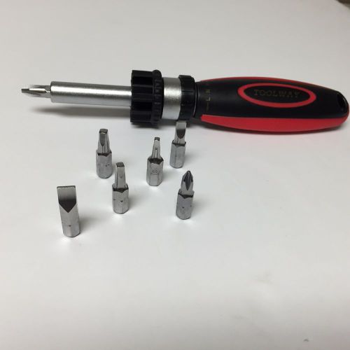 Toolway ratchet screwdriver handle shank bit 7pc drive multi bits ratcheting for sale