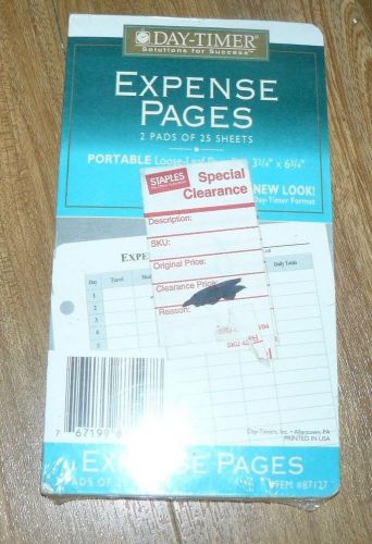 dAY-TIMER  refill: EXPENSE pages 87127 2 PADS 25 SHEETS PORTABLE LOOSE-LEAF