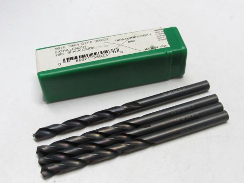 4 new precision twist drills 23/64&#034; x 6&#034;oal aircraft extension black oxide 58023 for sale