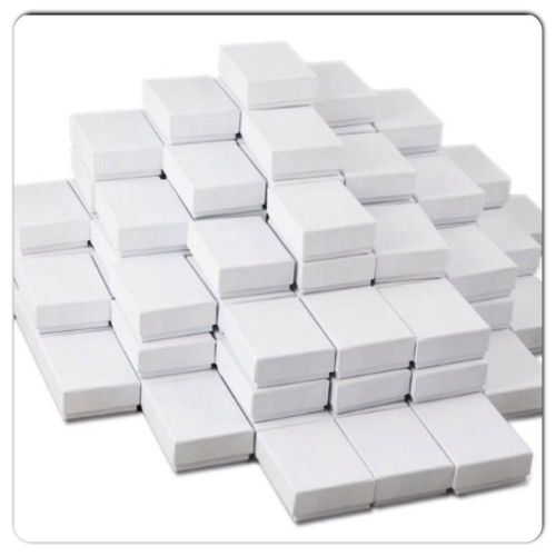 100 Jewelry Gift Boxes Cotton Filled White Foil Texture 1 7/8&#034; x 1 1/4&#034; x 5/8&#034;