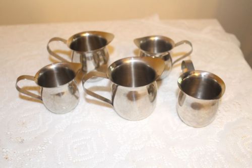 LOT OF 5 CREAMER PITCHERS 3 oz. Espresso Bar Stainless Steel