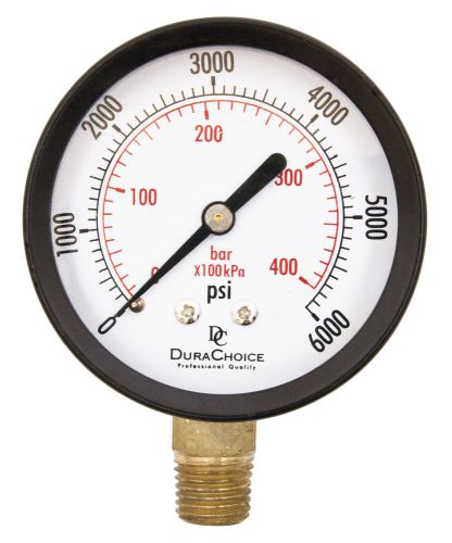 2&#034; utility pressure gauge - blk.steel 1/4&#034; npt lower mount 6,000 psi for sale