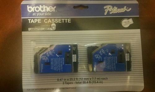 Brother TC-20 Cassette P-Touch Labels Black on White 2pk