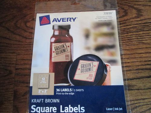Avery Print-to-the-Edge Square Labels, Kraft Brown, 2 x 2 Inches, Pack of 36