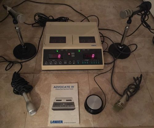 Lanier Advocate III Cassette Dual Deck Court Recorder with 5 Lanier Microphones!